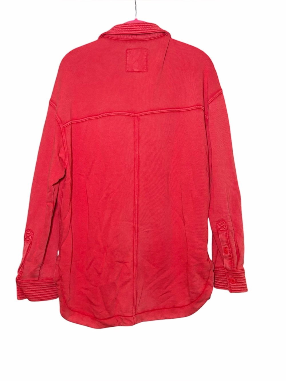 Aerie Red Popover Polo Sweatshirt Oversized Button Collar French Terry XS - Picture 4 of 7
